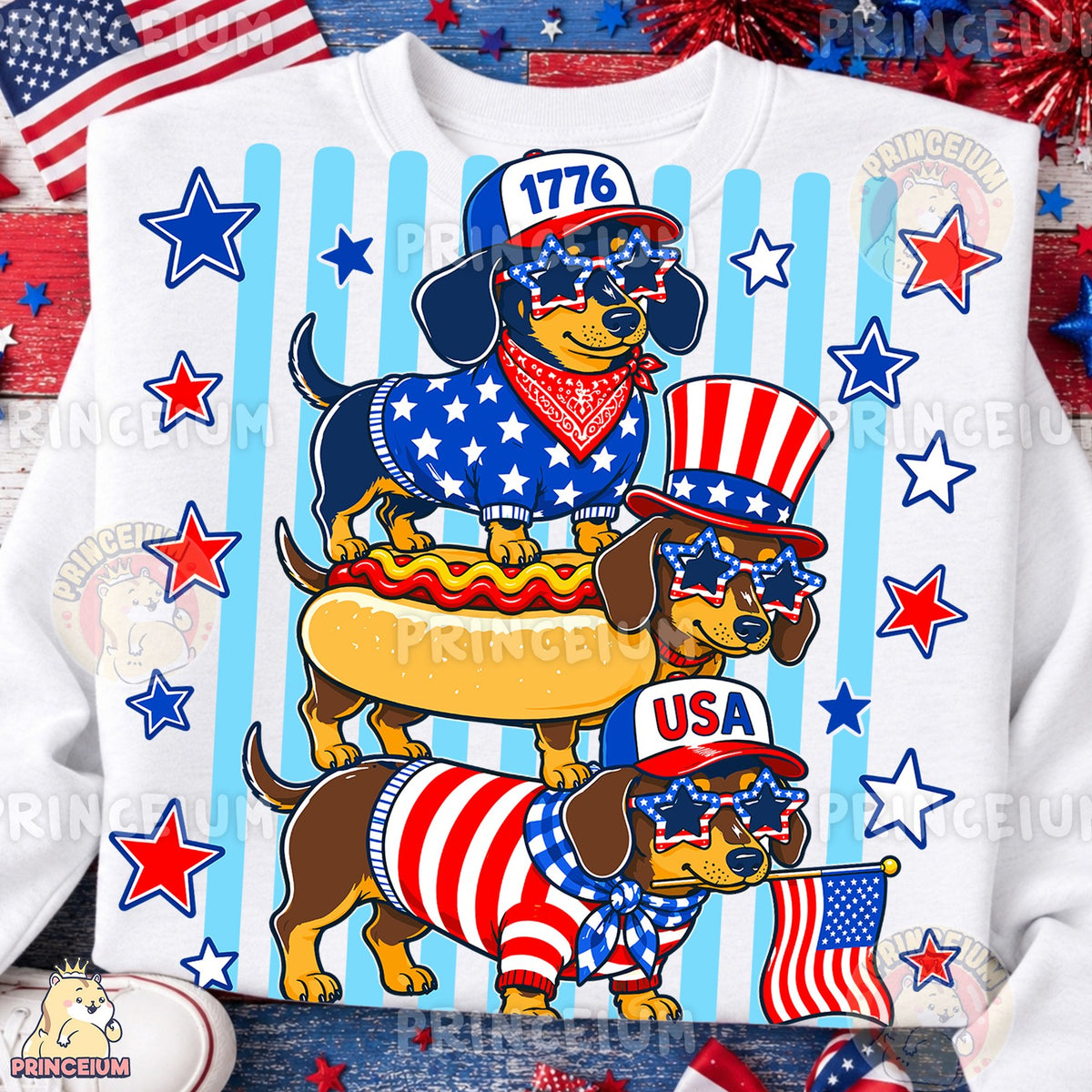 Patriotic Dachshunds Stack
