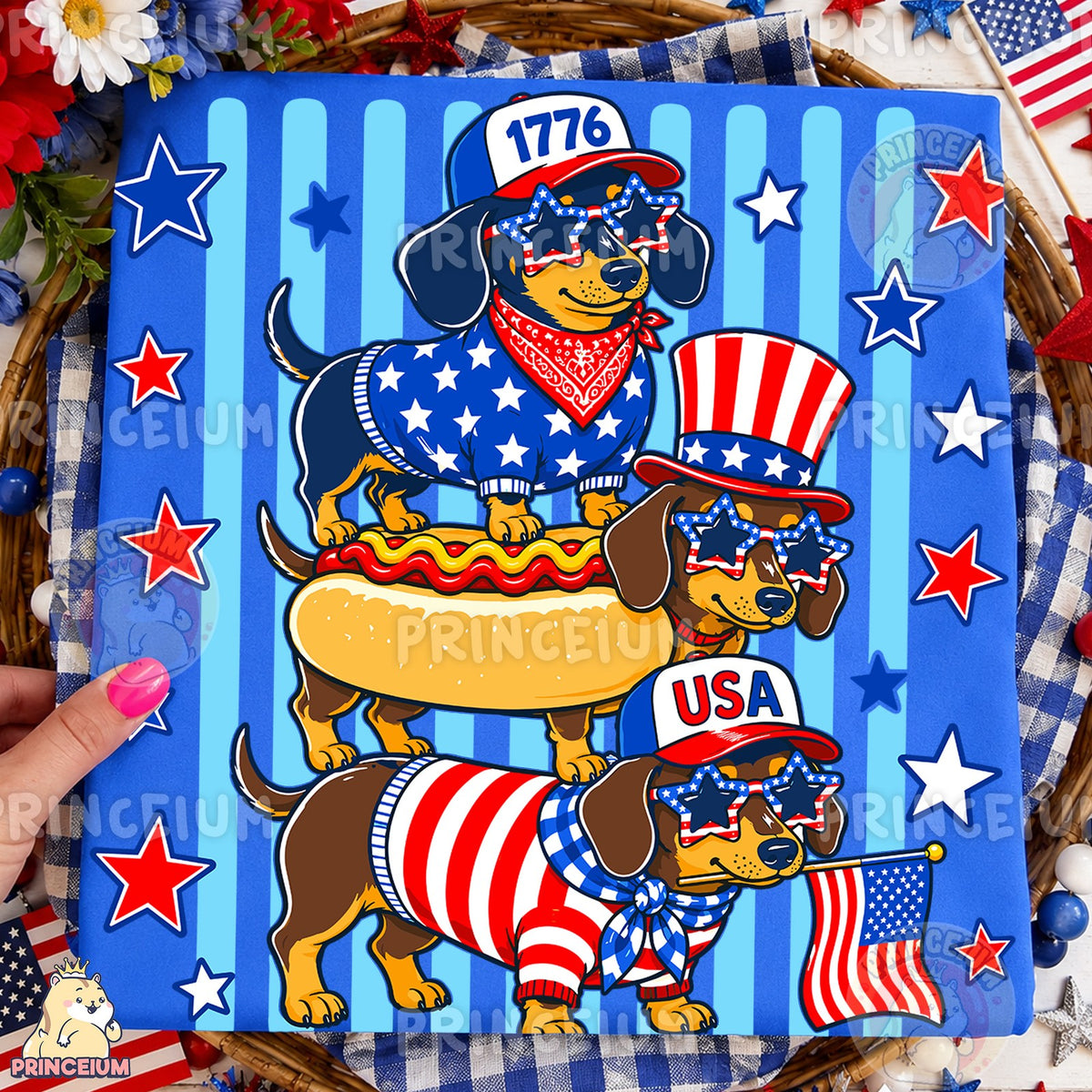 Patriotic Dachshunds Stack