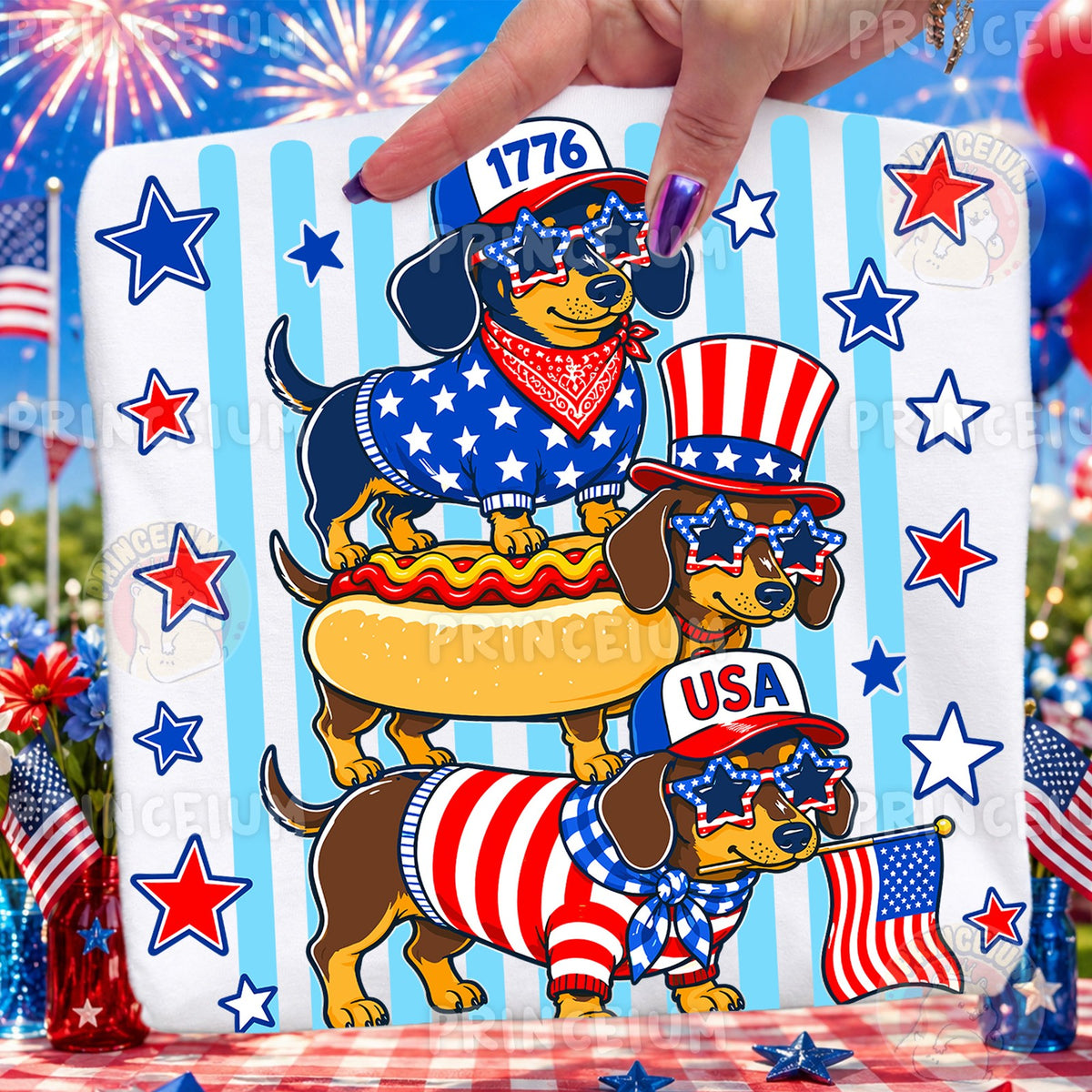 Patriotic Dachshunds Stack