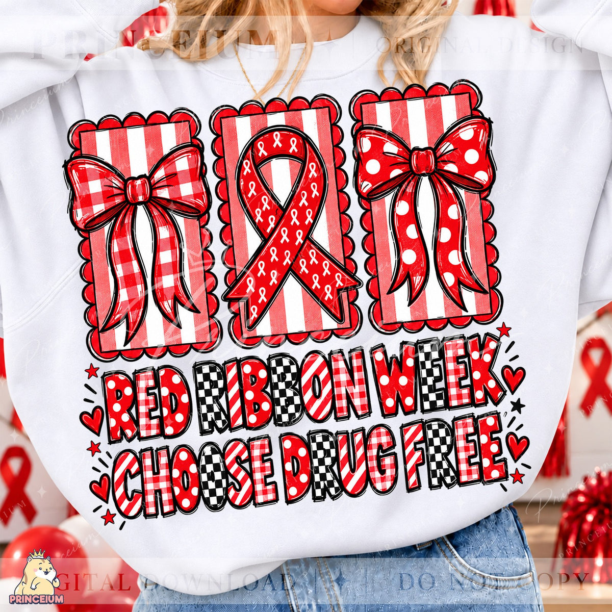 Red Ribbon Week Coquette Bows