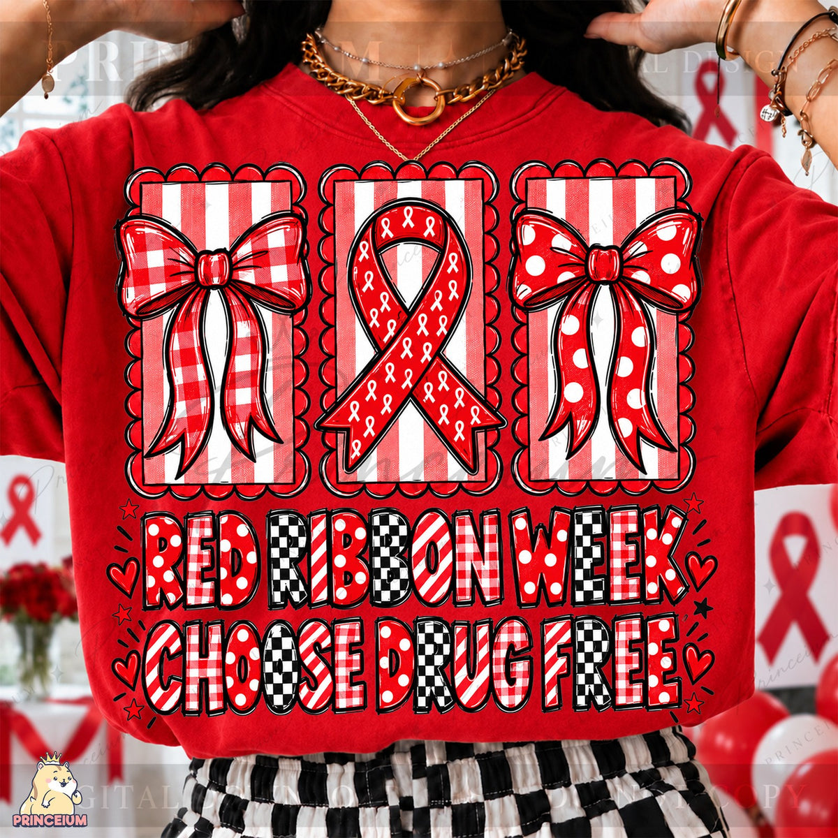 Red Ribbon Week Coquette Bows