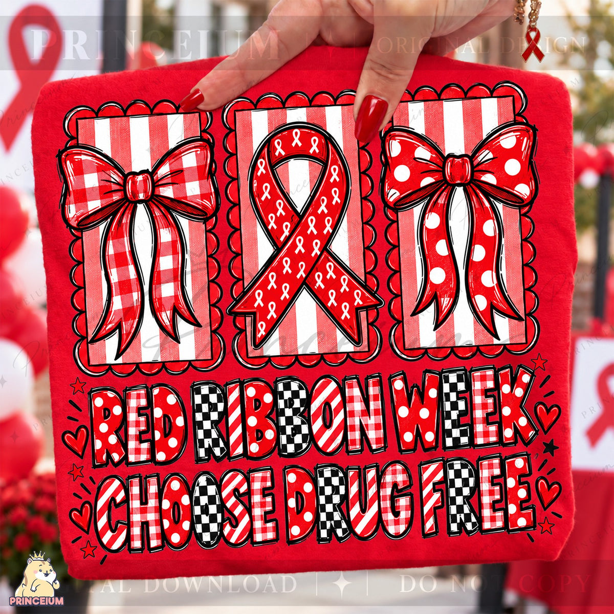 Red Ribbon Week Coquette Bows