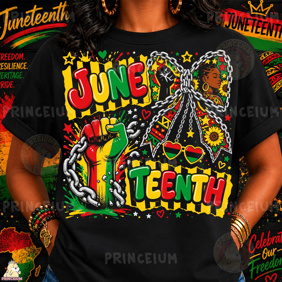 Juneteenth Freedom Chain Bow