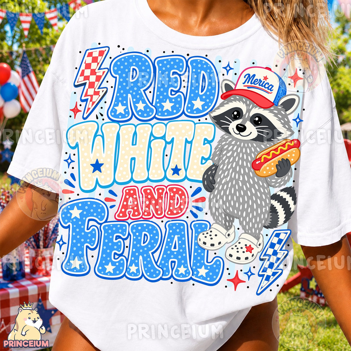 Red White and Feral Raccoon