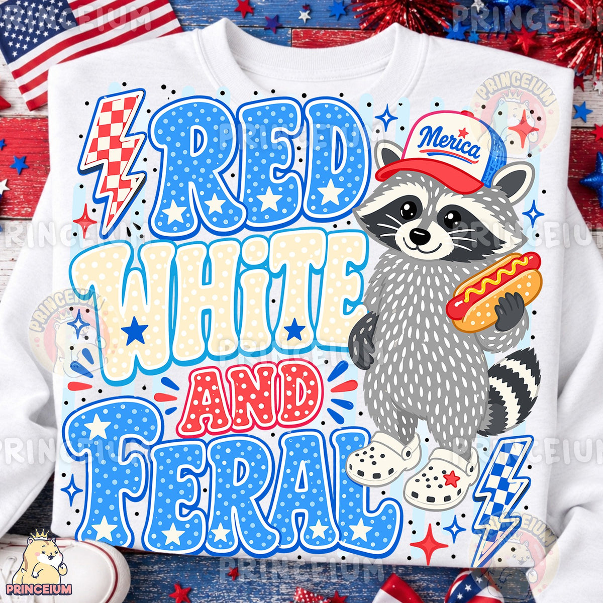 Red White and Feral Raccoon
