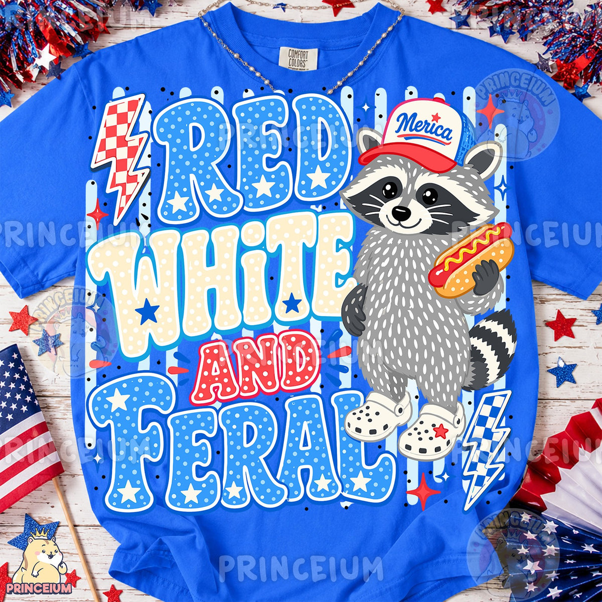 Red White and Feral Raccoon