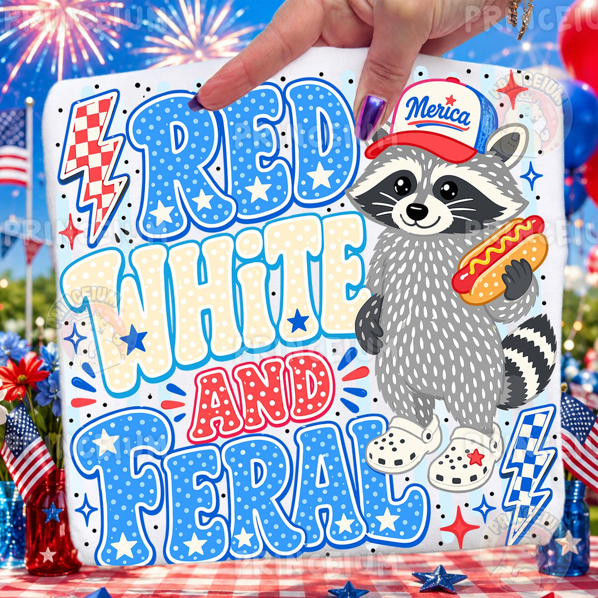 Red White and Feral Raccoon