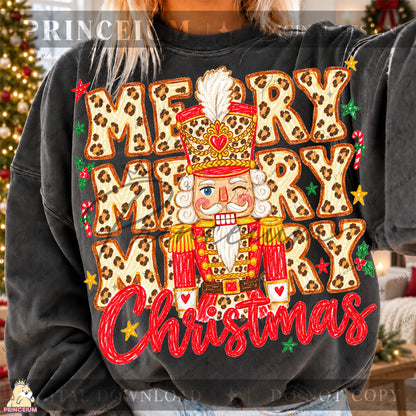 Leopard Print Nutcracker Christmas PNG Merry Christmas Design | Digital Download