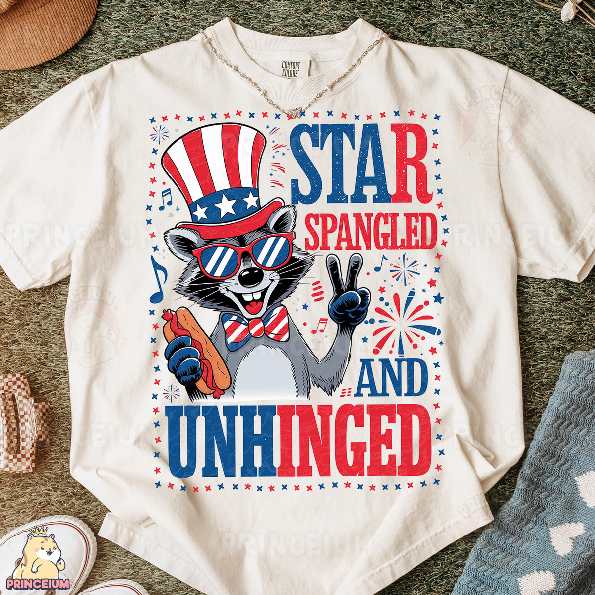 a t - shirt that says star spangled and unhinged