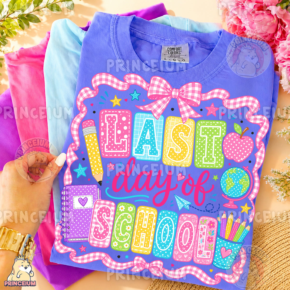 Last Day of School Sublimation Design PNG Teacher Gingham Bow Digital Download NEW26