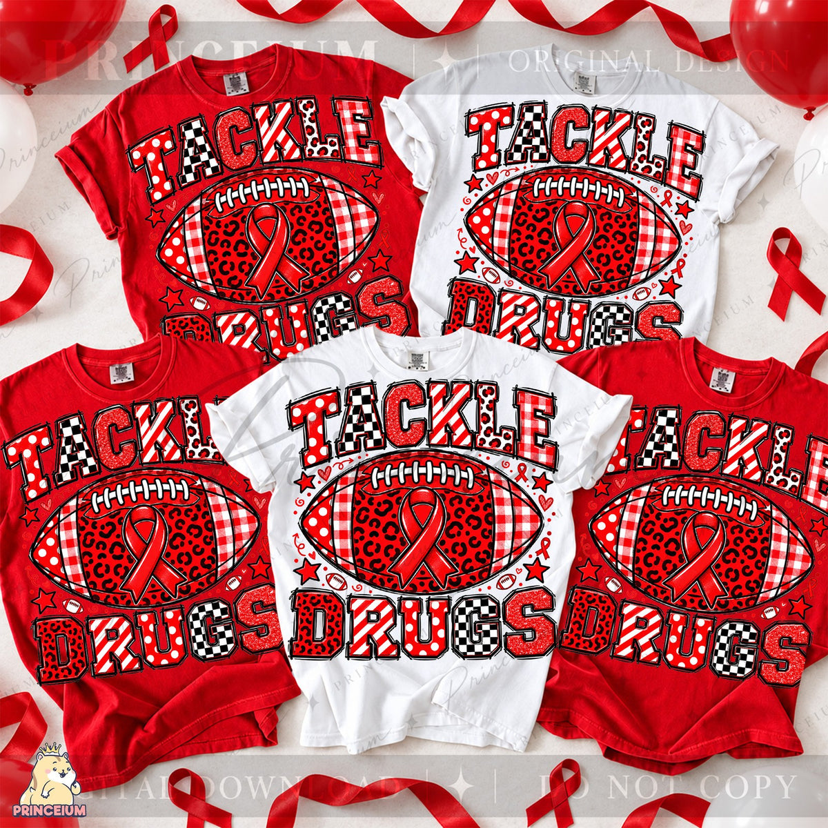 Tackle Drugs Football Red Ribbon
