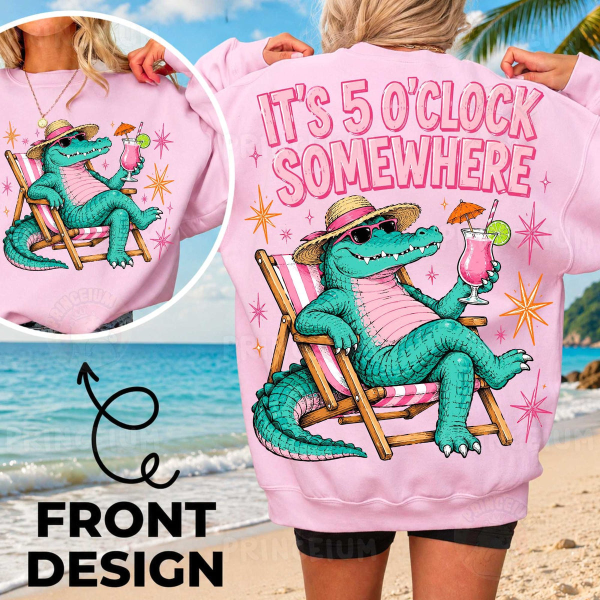 5 O'Clock Somewhere Gator Front and Back
