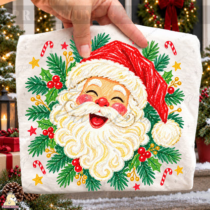 Jolly Santa Christmas PNG – Holly & Candy Cane Holiday Design | Digital Download