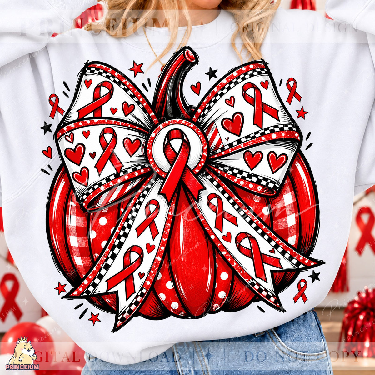 Red Ribbon Pumpkin Bow