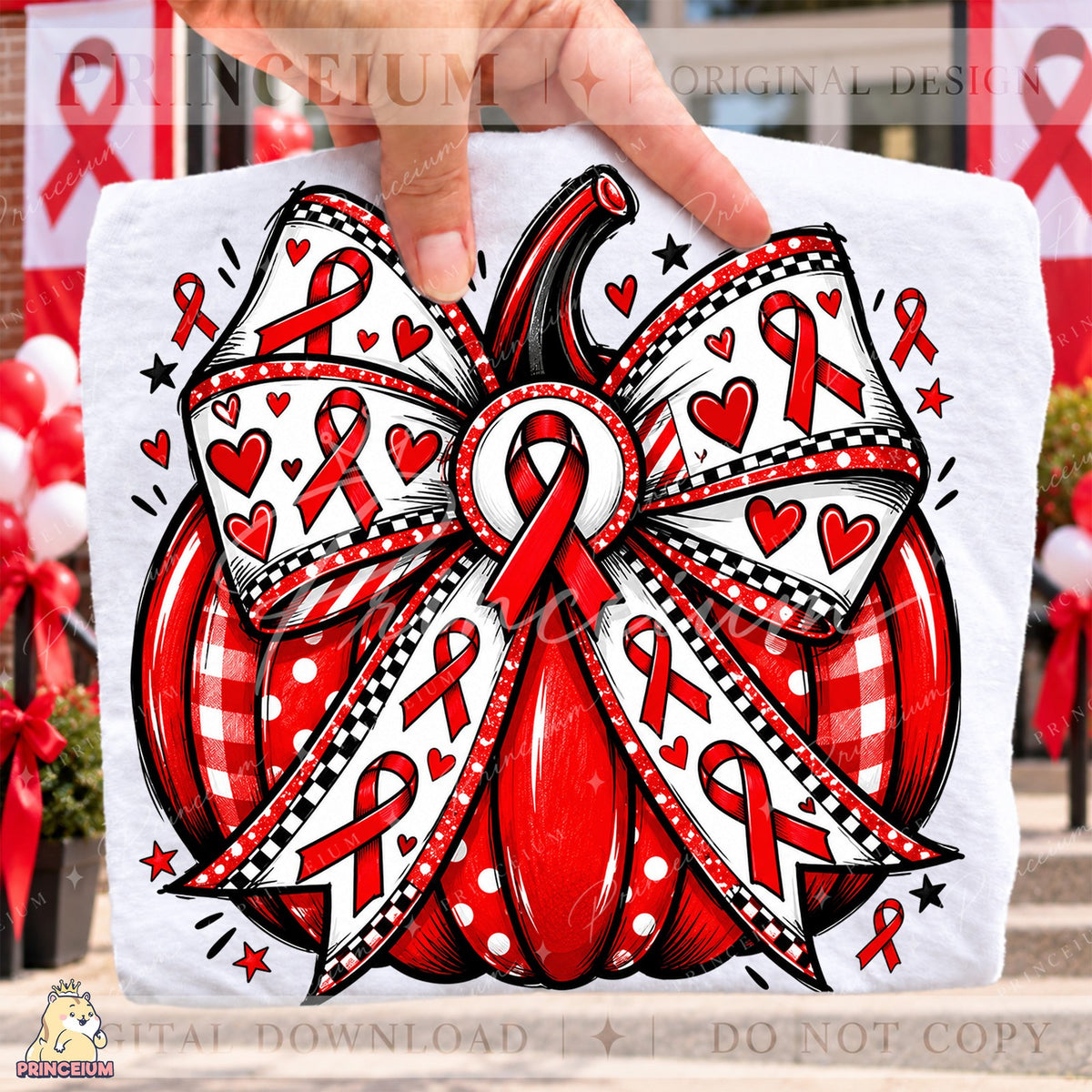 Red Ribbon Pumpkin Bow