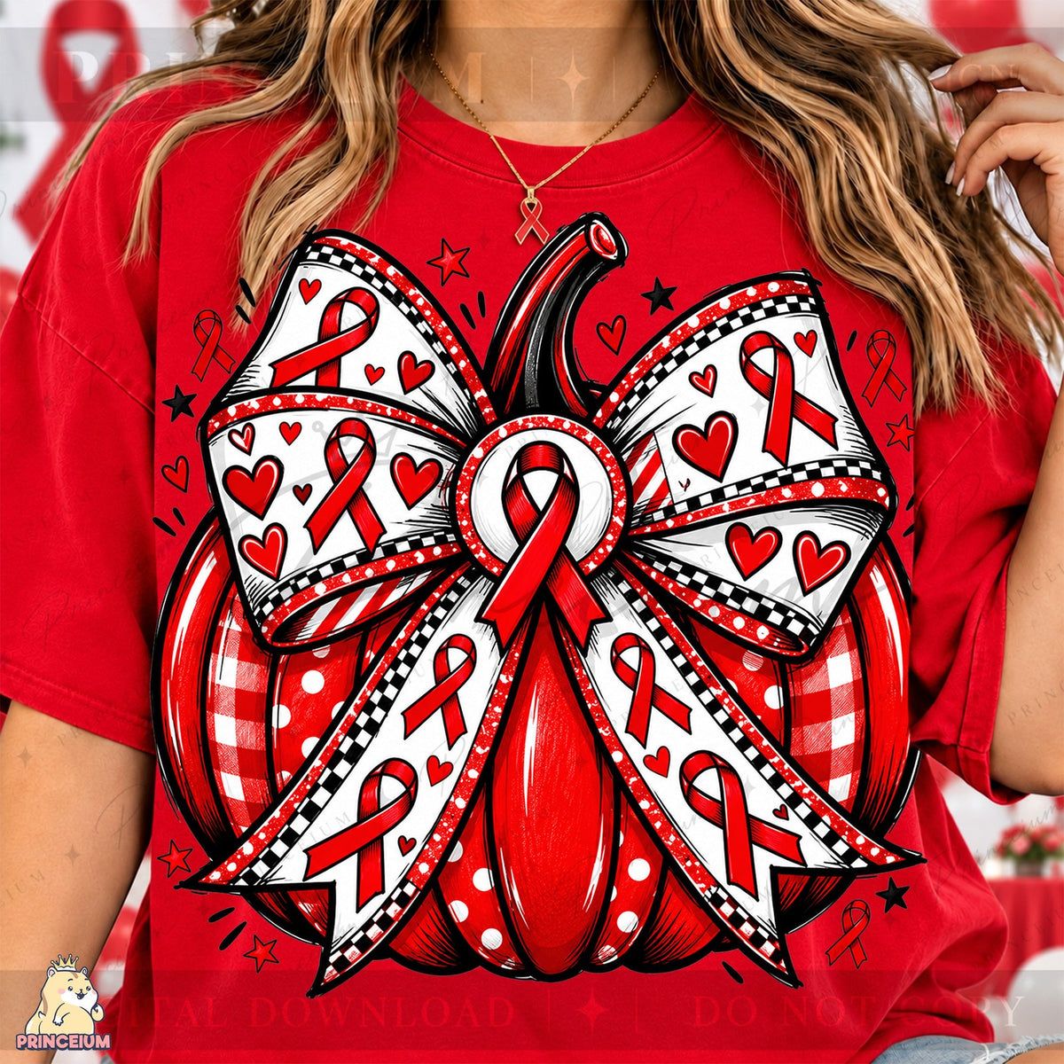 Red Ribbon Pumpkin Bow