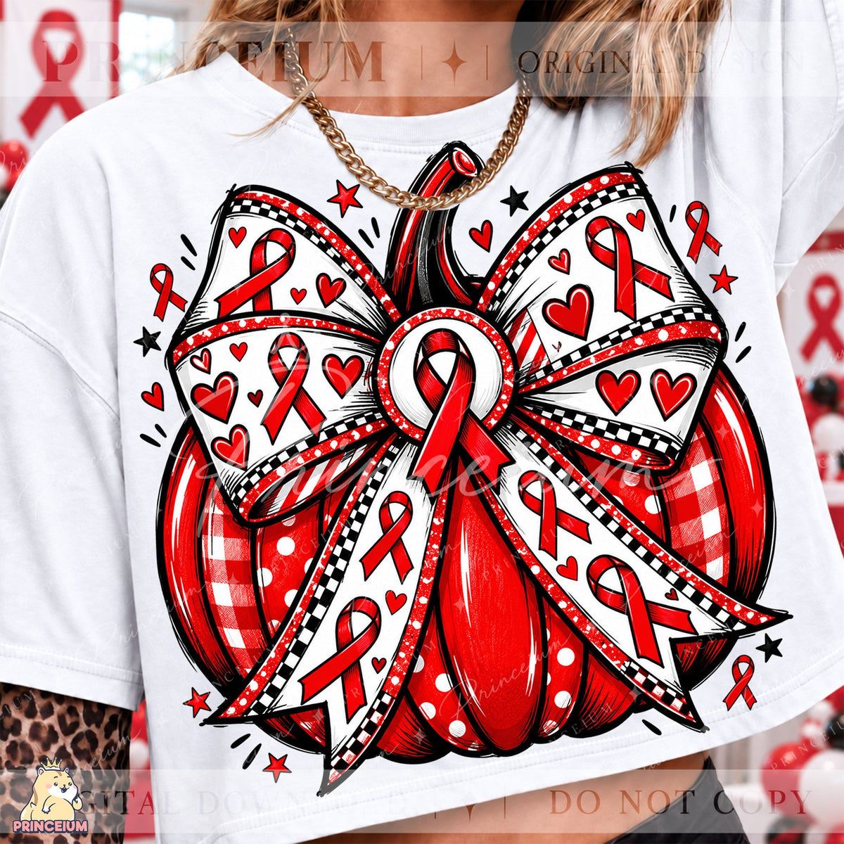 Red Ribbon Pumpkin Bow