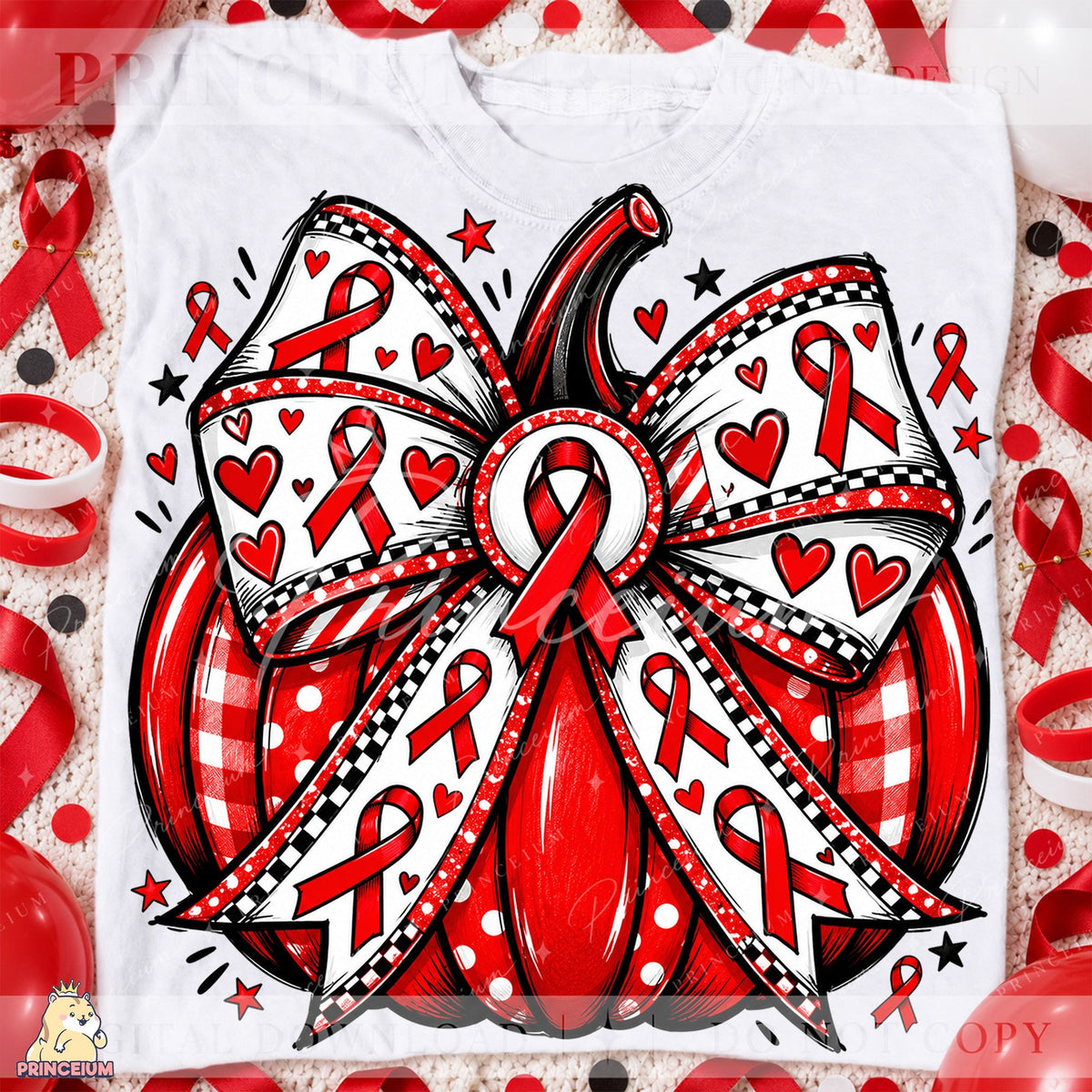 Red Ribbon Pumpkin Bow