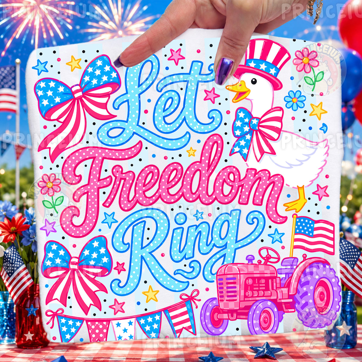 Let Freedom Ring PNG, Patriotic Goose Shirt Design, 4th of July Sublimation Graphic
