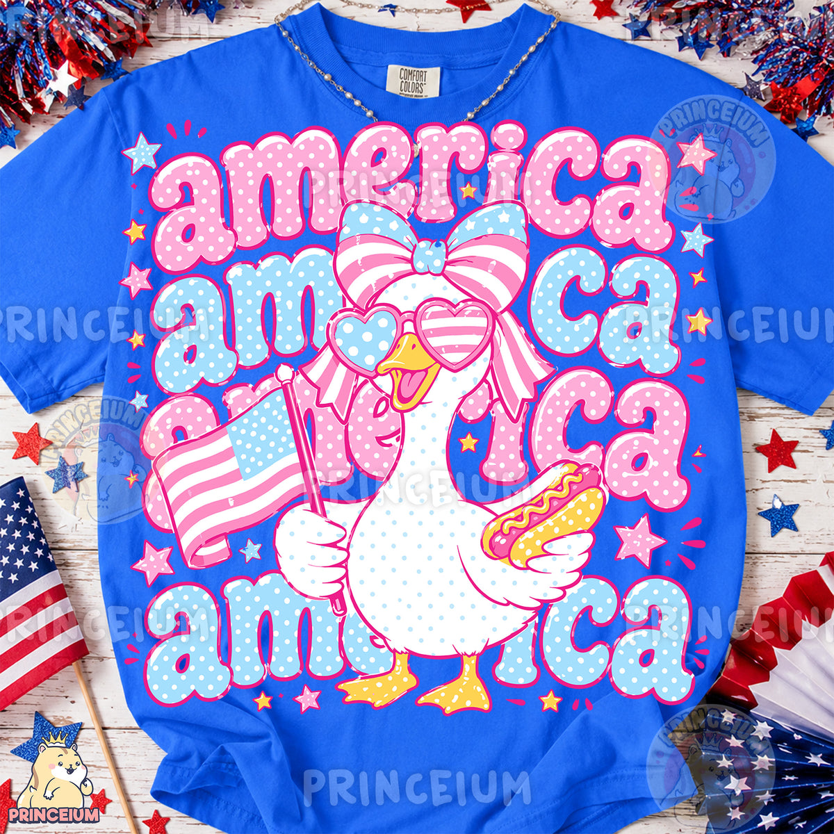 America Goose Hotdog Sublimation Design PNG Patriotic 4th of July Digital Download NEW26
