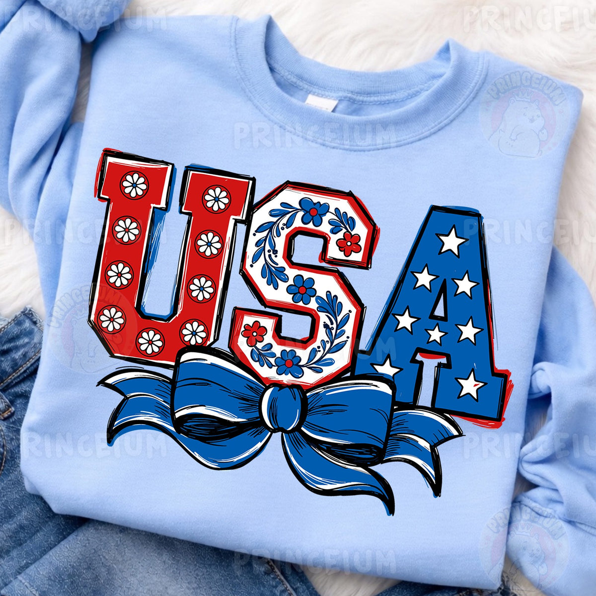 Patriotic USA Coquette Bow