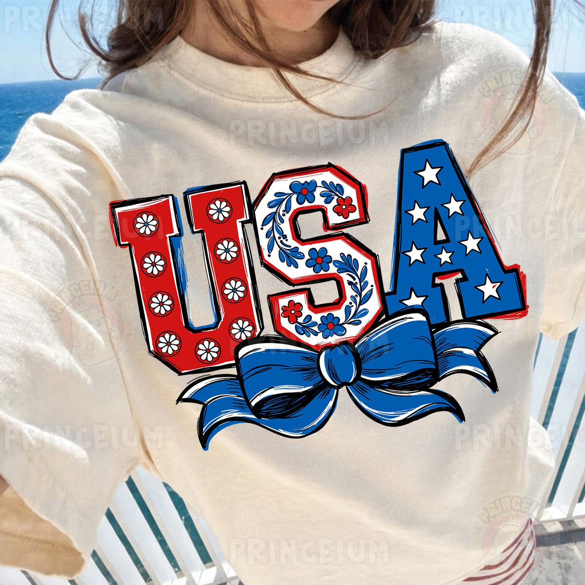 Patriotic USA Coquette Bow