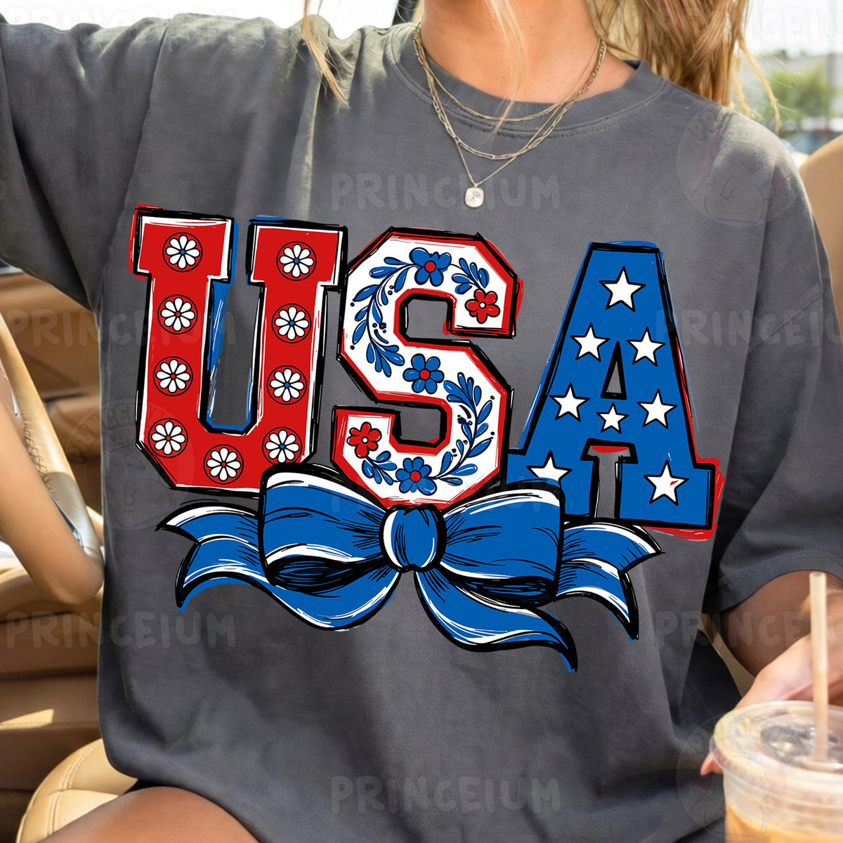Patriotic USA Coquette Bow