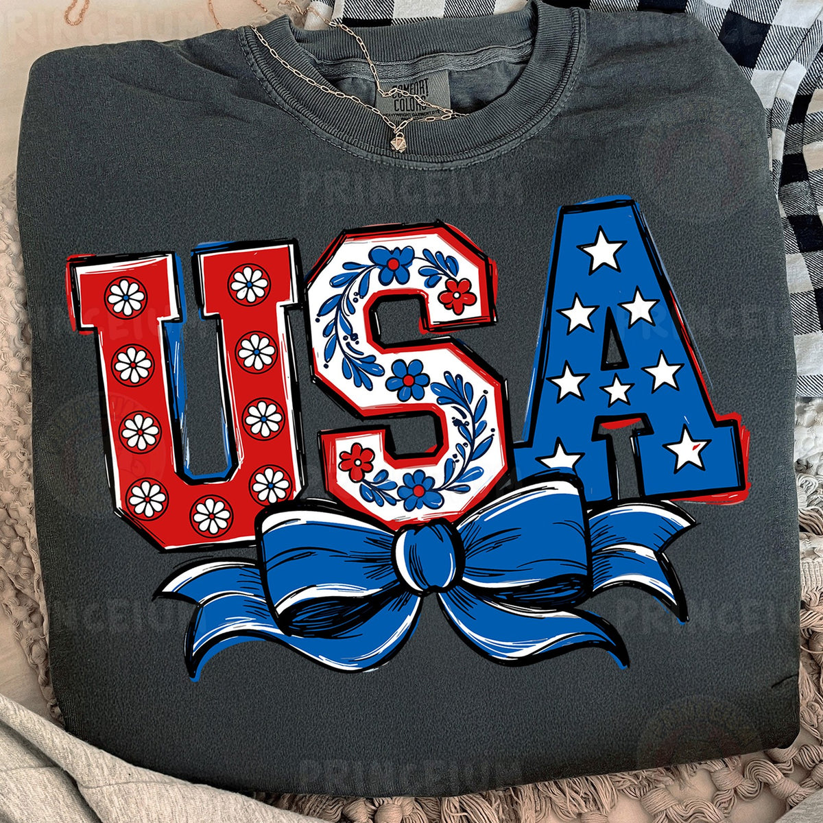 Patriotic USA Coquette Bow