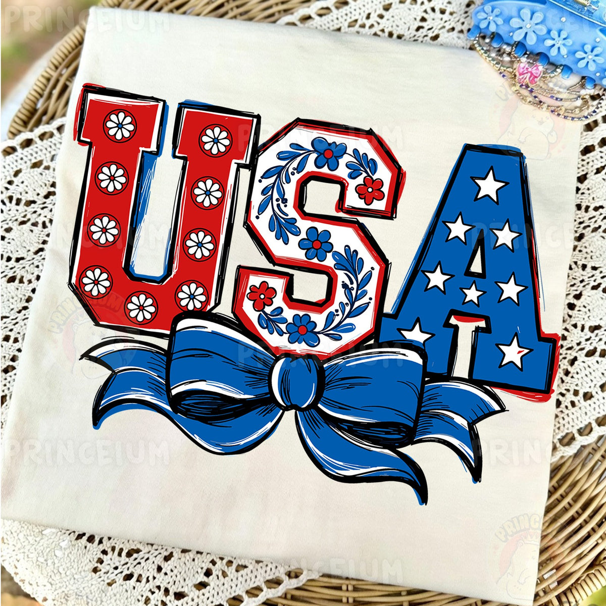 Patriotic USA Coquette Bow
