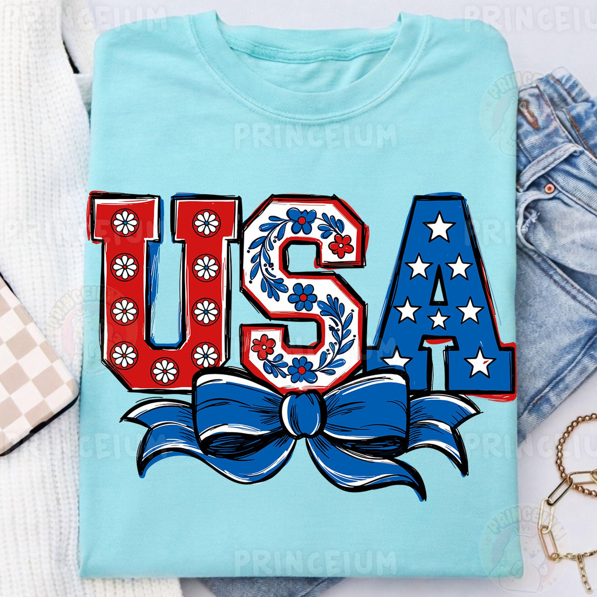 Patriotic USA Coquette Bow