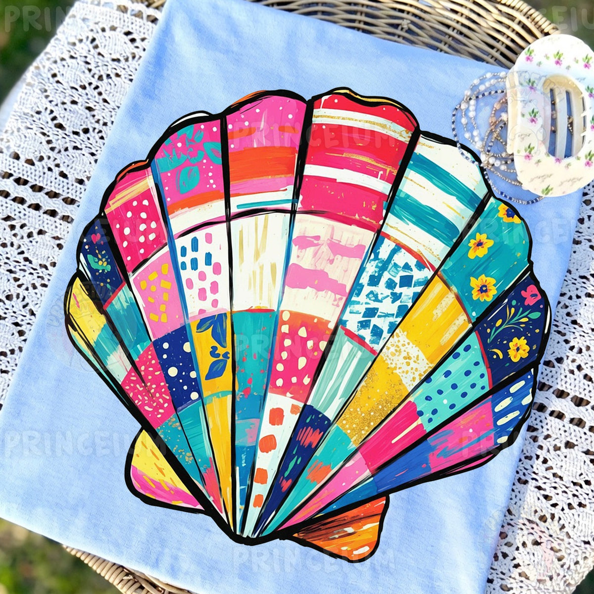 Colorful Patchwork Seashell
