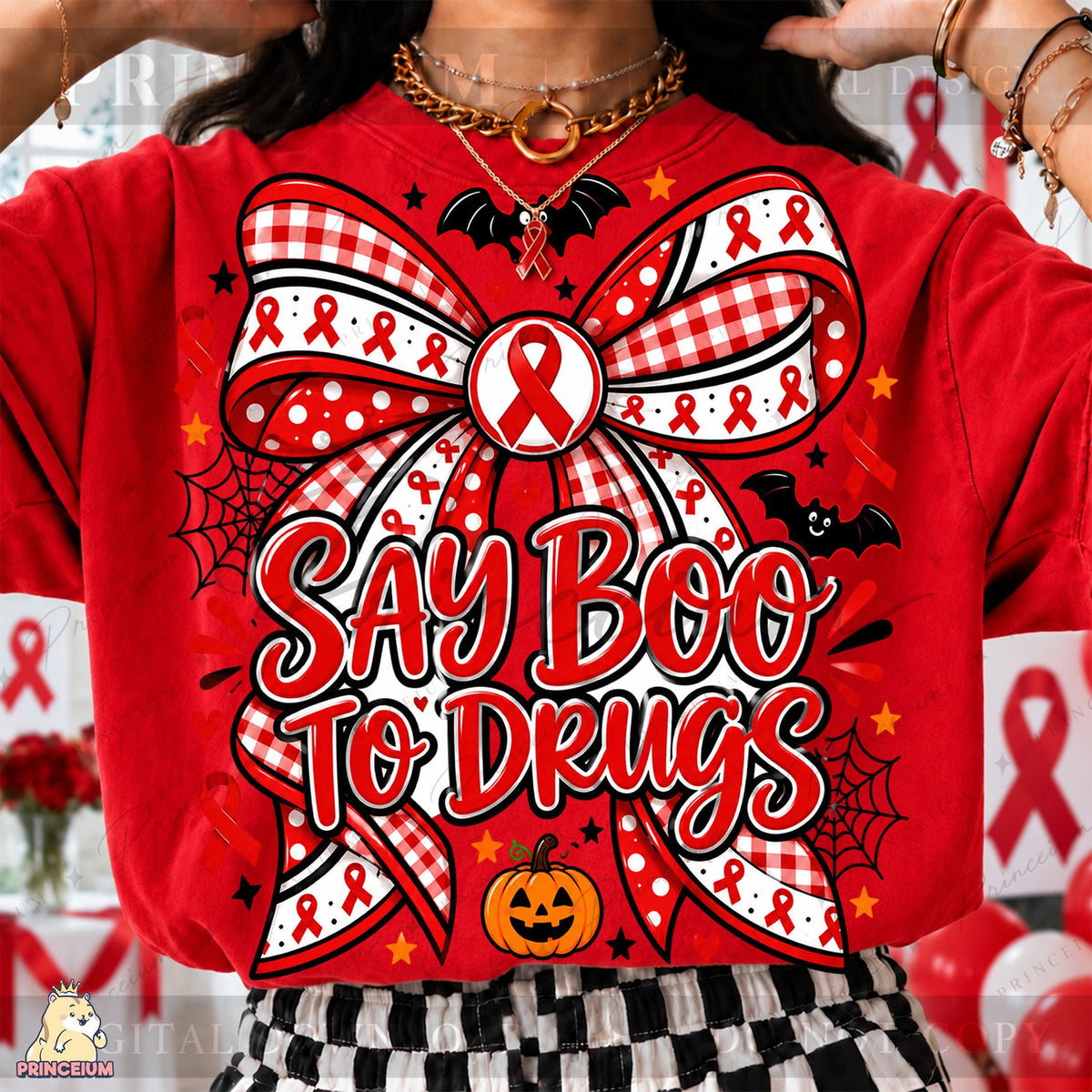 Say Boo to Drugs Red Ribbon Bow
