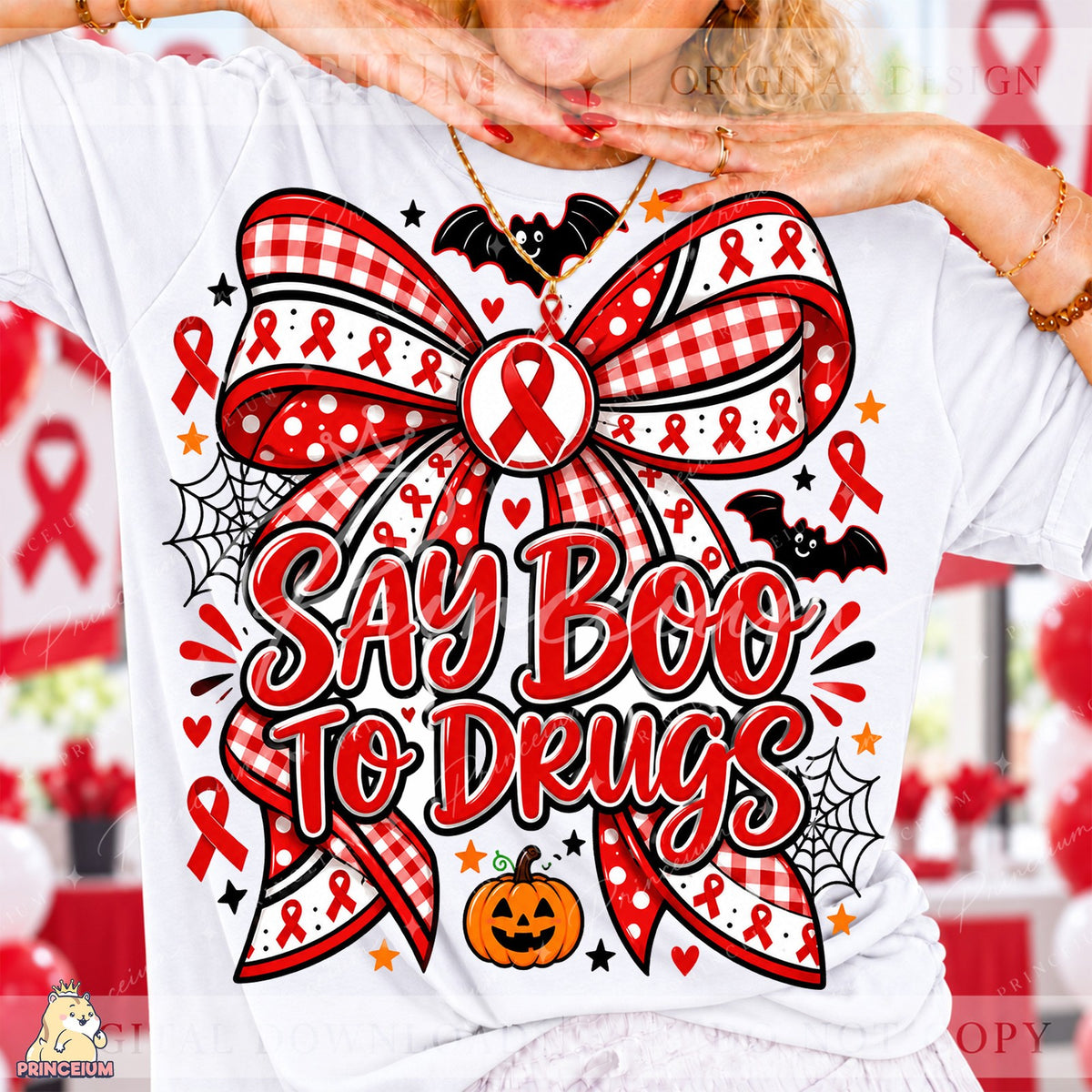Say Boo to Drugs Red Ribbon Bow