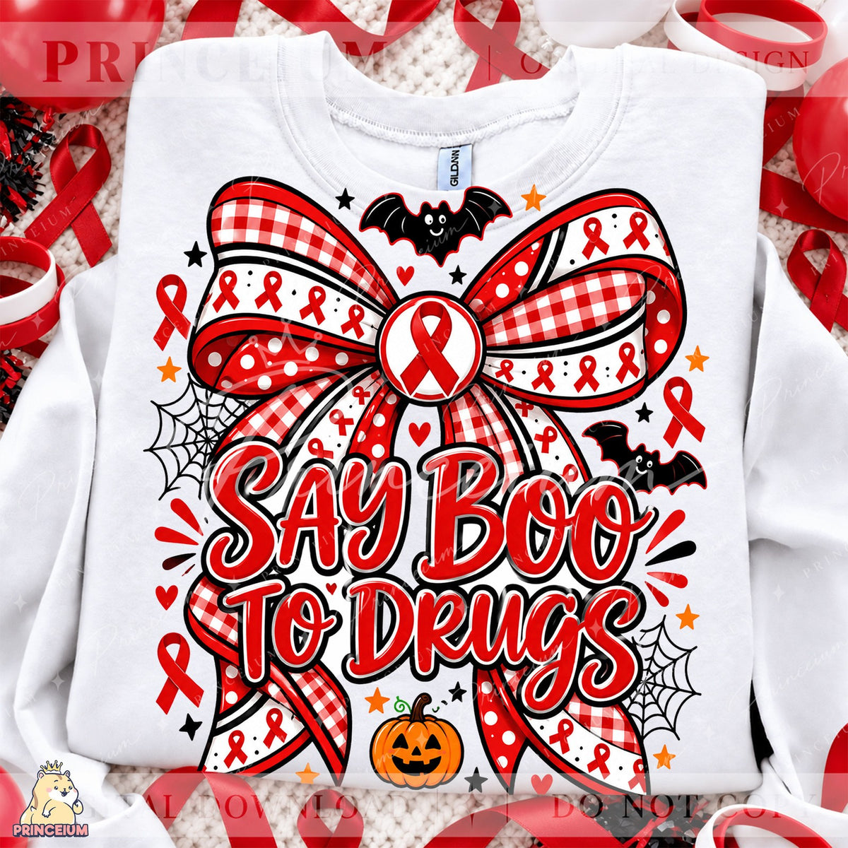 Say Boo to Drugs Red Ribbon Bow