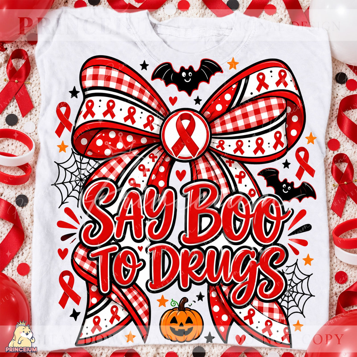 Say Boo to Drugs Red Ribbon Bow