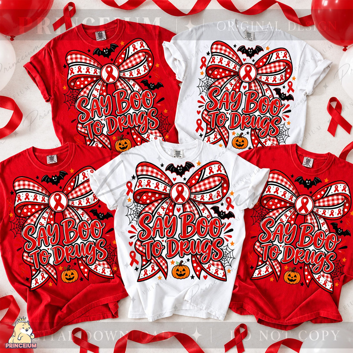Say Boo to Drugs Red Ribbon Bow