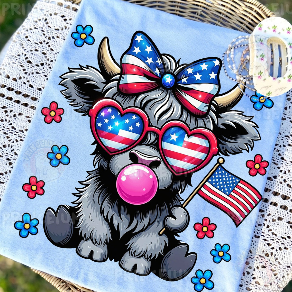 Patriotic Highland Cow
