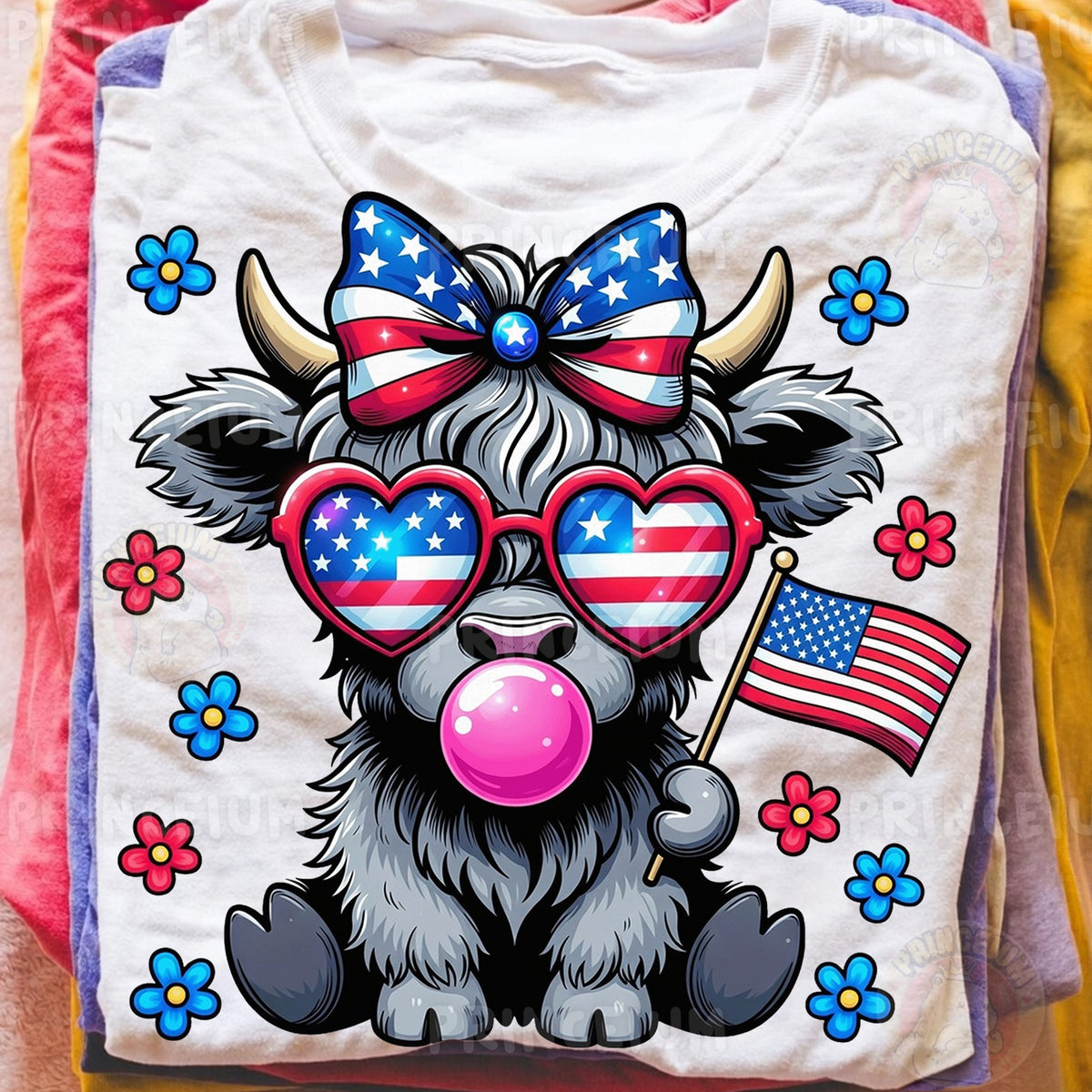 Patriotic Highland Cow