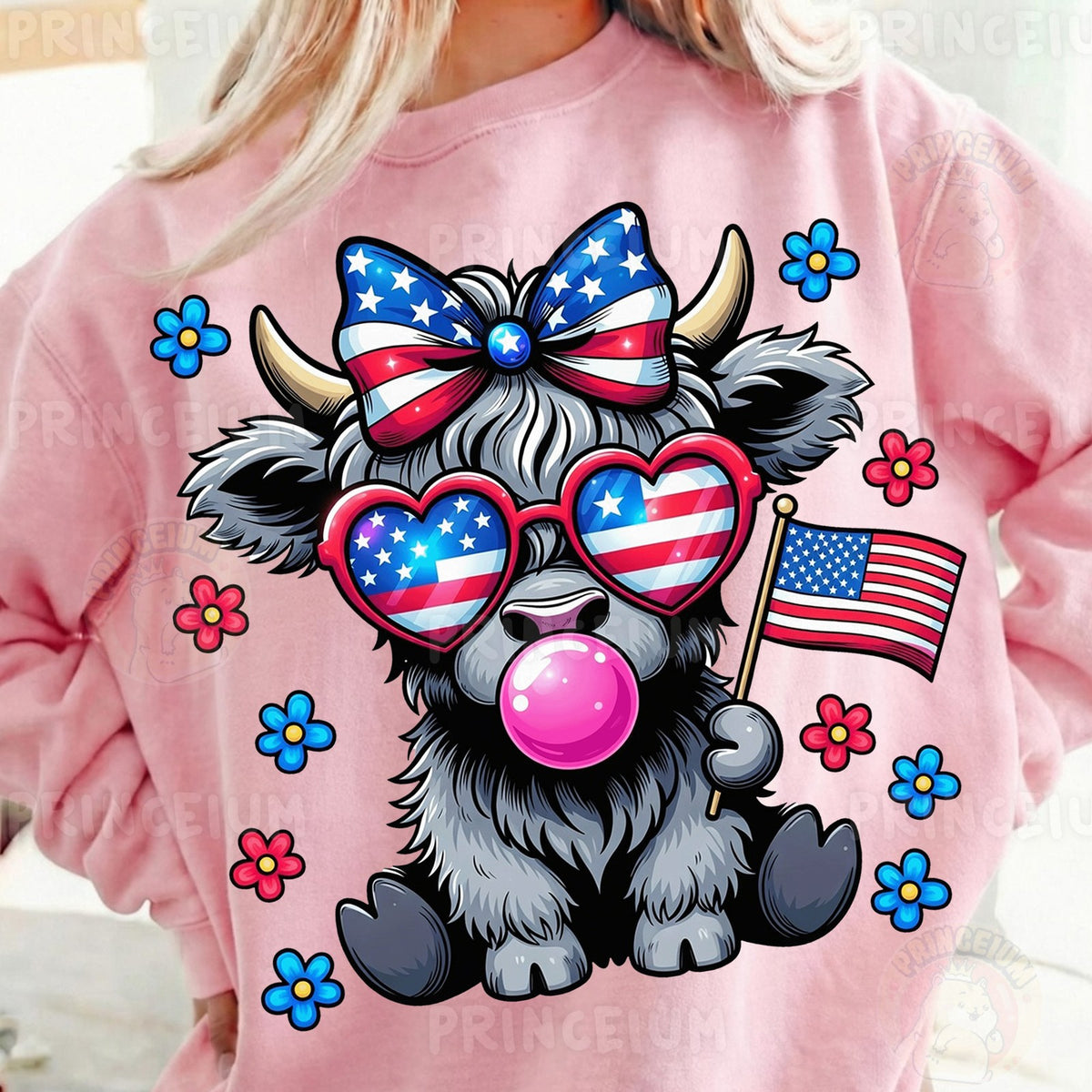 Patriotic Highland Cow