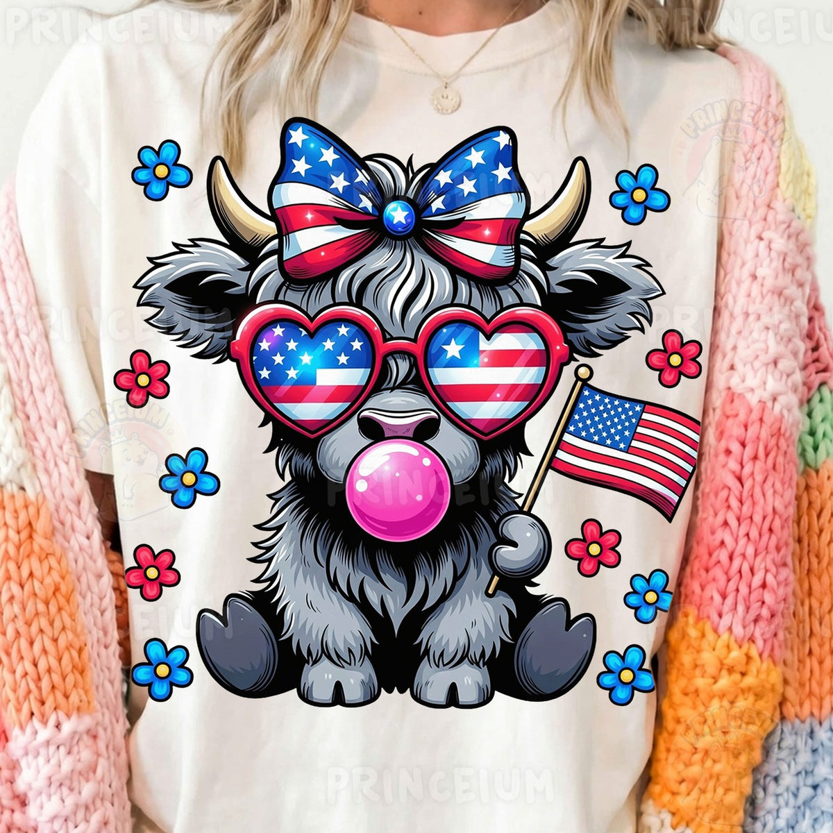 Patriotic Highland Cow