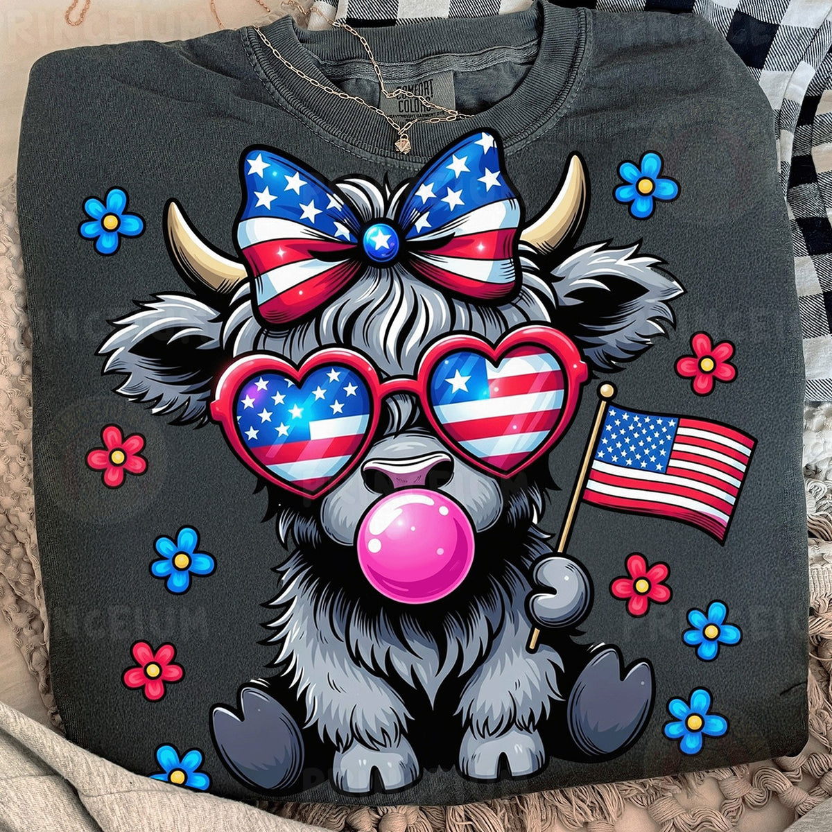 Patriotic Highland Cow