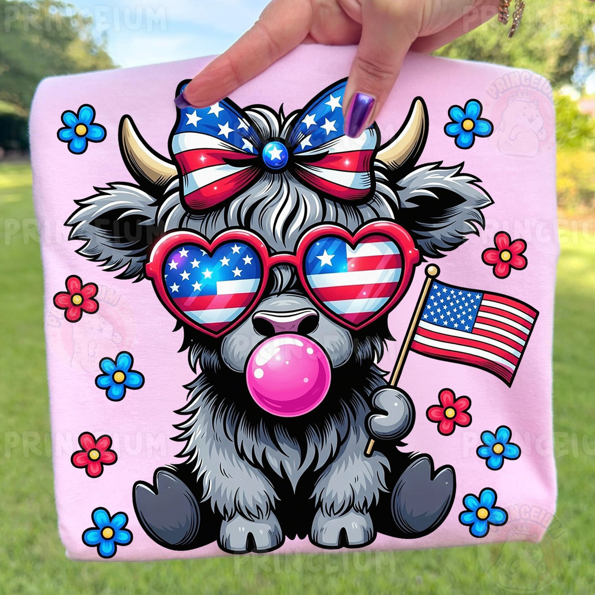 Patriotic Highland Cow
