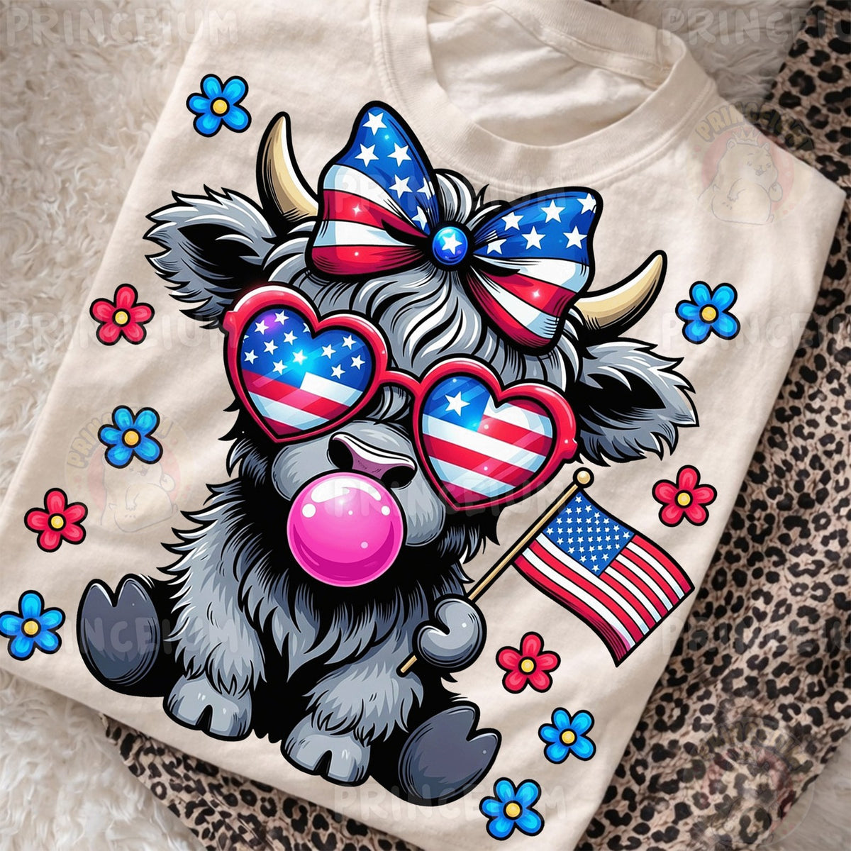 Patriotic Highland Cow