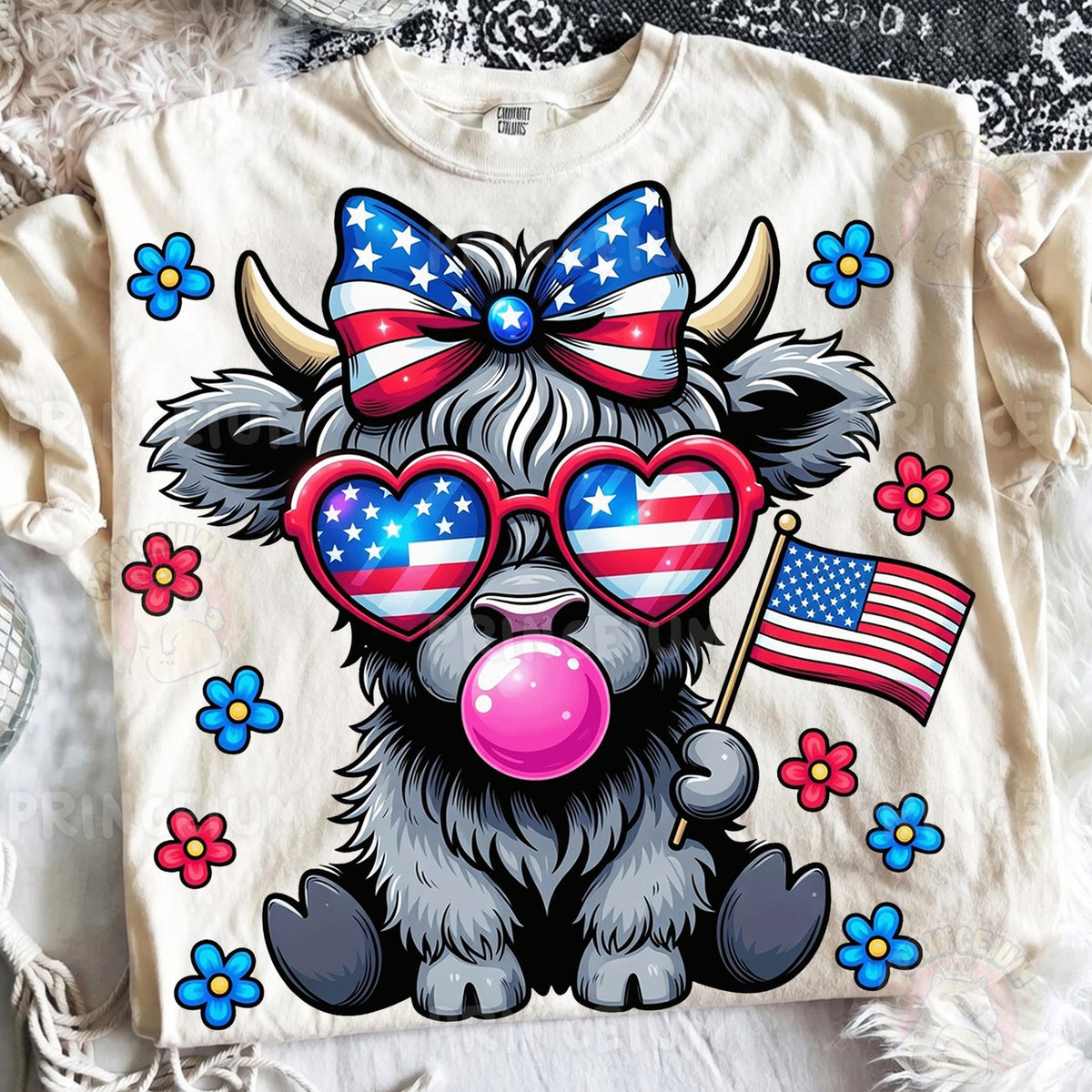 Patriotic Highland Cow