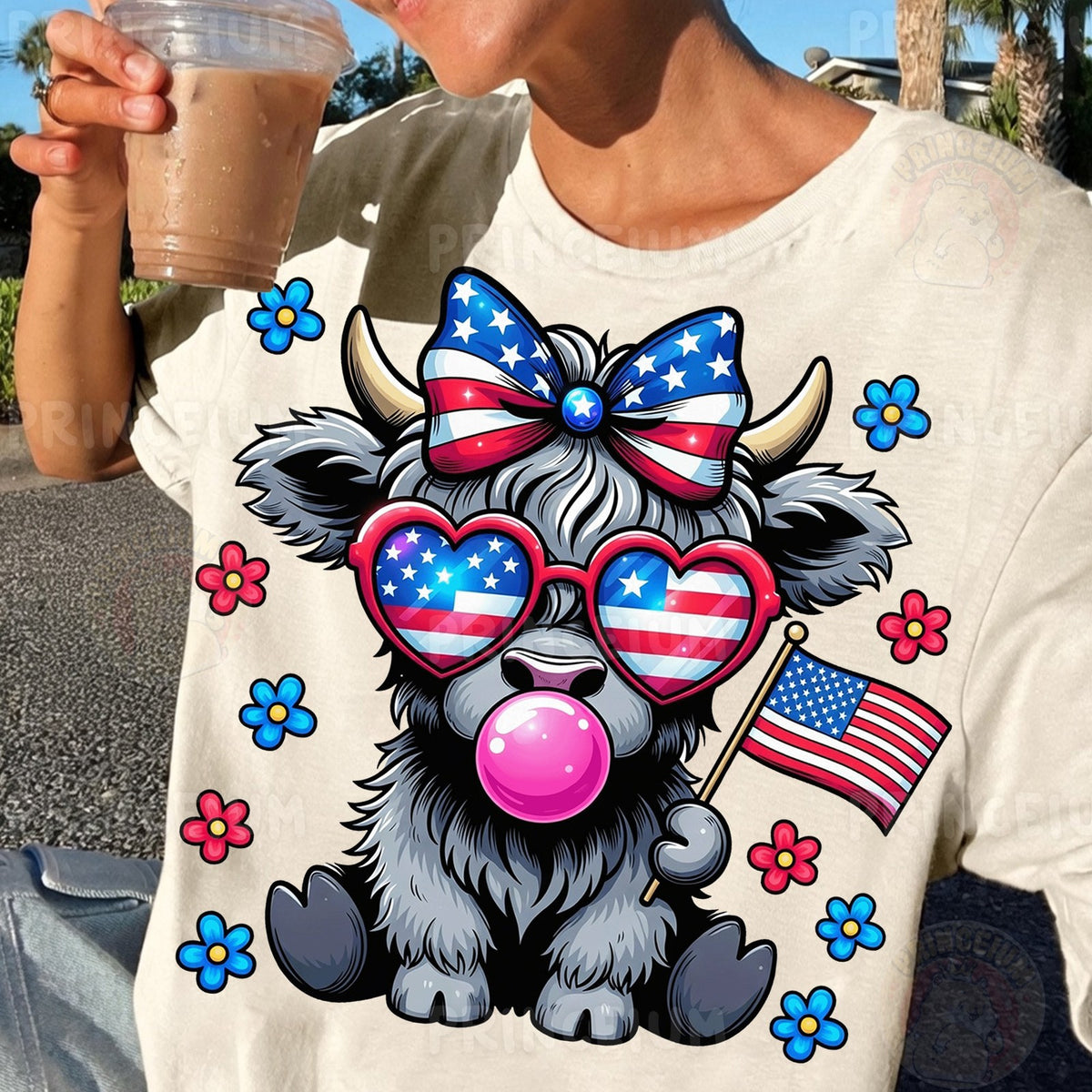 Patriotic Highland Cow