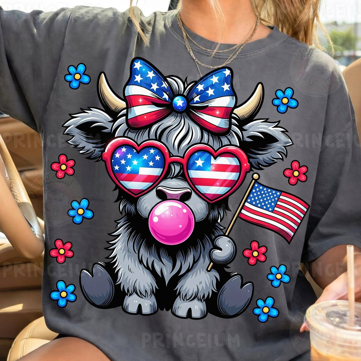 Patriotic Highland Cow