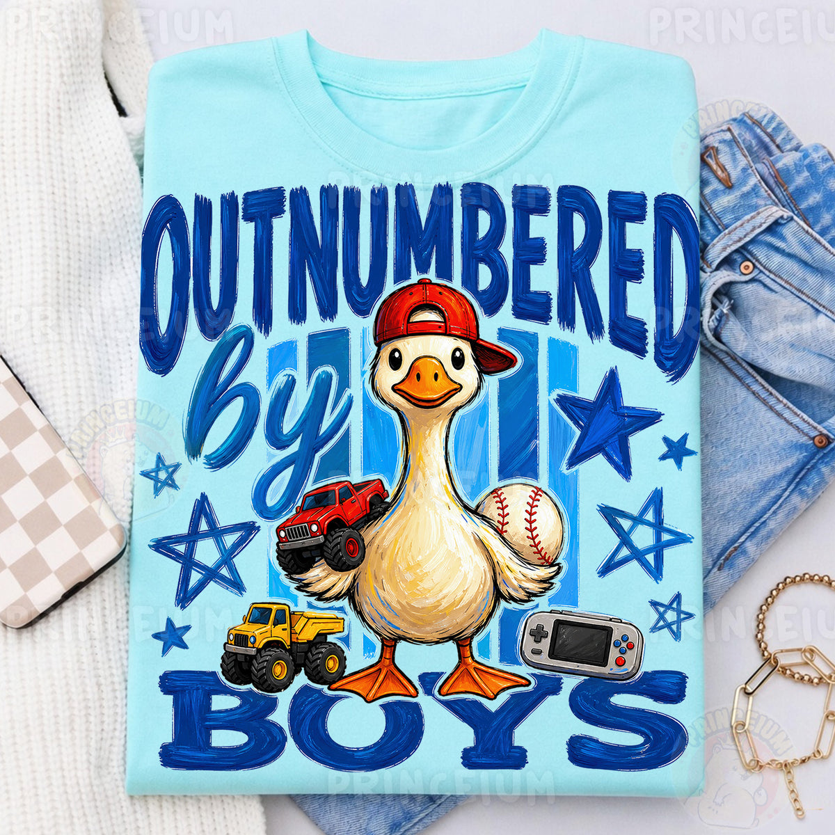 Outnumbered By Boys Sublimation Design PNG | Duck Boy Mom Digital Download