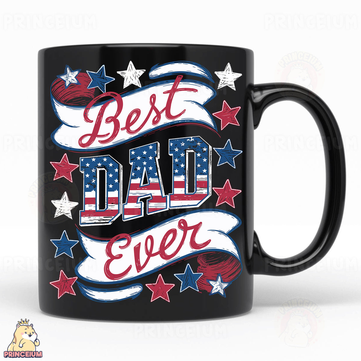a black coffee mug with the words best dad ever