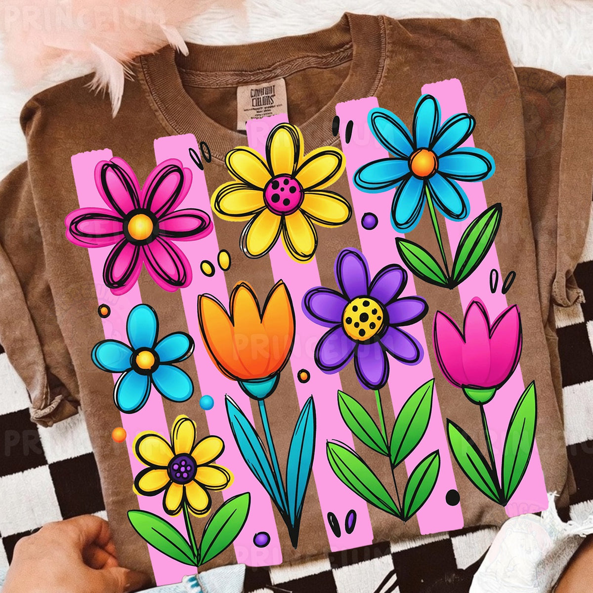 Bright Hand-Drawn Spring Flowers