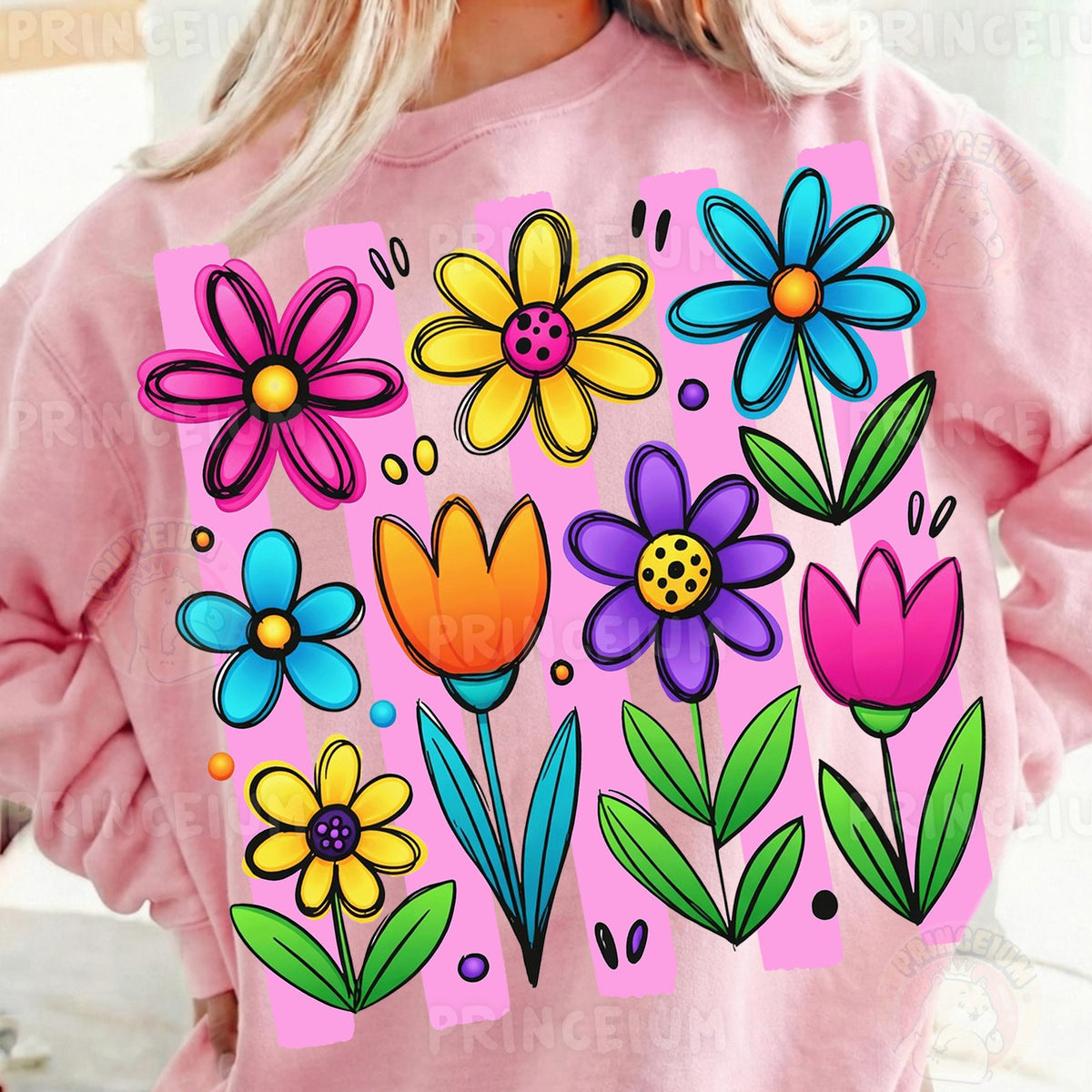Bright Hand-Drawn Spring Flowers
